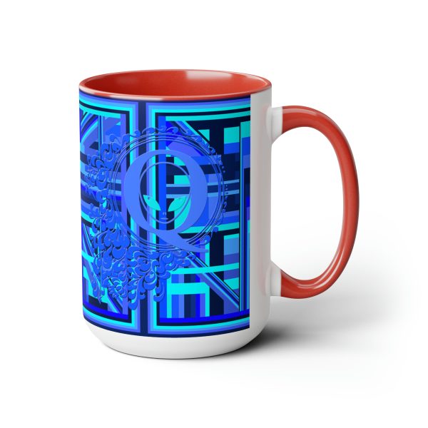 Two-Tone Coffee Mugs, 15oz - Q Splash Geometric Multi Blue BG - Image 23
