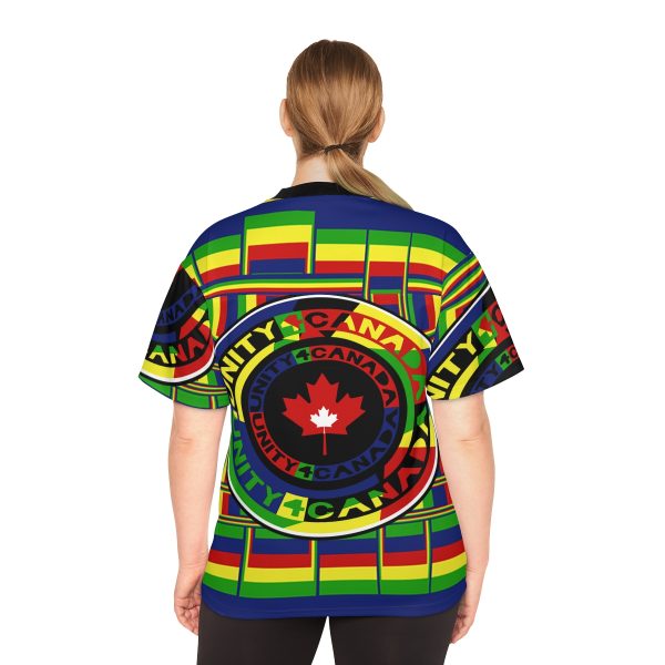 Unisex Football Jersey (AOP) - Unity4Canada - Multi Coloured - Geometric BG - Image 4