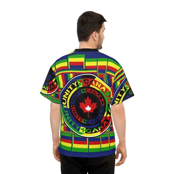 Unisex Football Jersey (AOP) - Unity4Canada - Multi Coloured - Geometric BG - Image 7