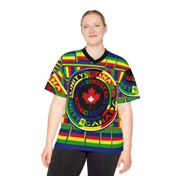 Unisex Football Jersey (AOP) - Unity4Canada - Multi Coloured - Geometric BG