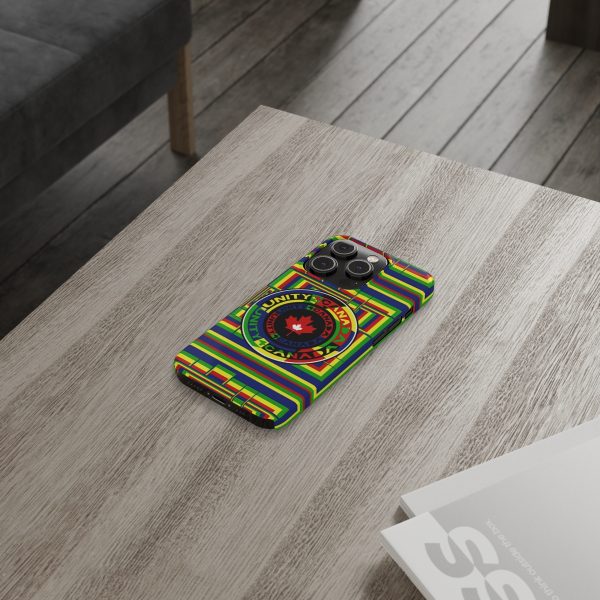 Slim Phone Cases - Unity4Canada - Multi Coloured - Geometric BG - Image 5