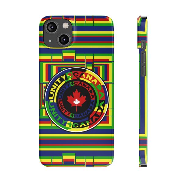 Slim Phone Cases - Unity4Canada - Multi Coloured - Geometric BG - Image 39
