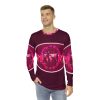 Men's Long Sleeve Shirt (AOP)  - Unity4Earth Oval - Pinks - Wine BG