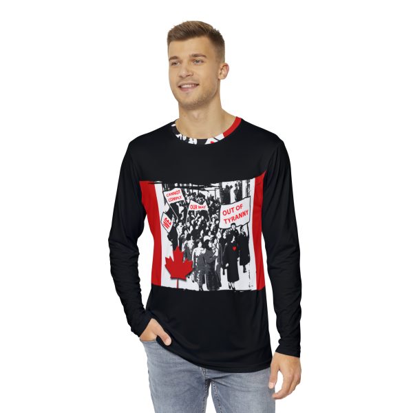 Men's Long Sleeve Shirt (AOP)  - We Cannot Comply Our Way Out Of Tyranny - Black BG