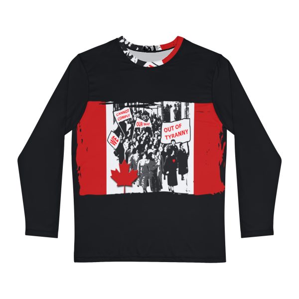 Men's Long Sleeve Shirt (AOP)  - We Cannot Comply Our Way Out Of Tyranny - Black BG - Image 2