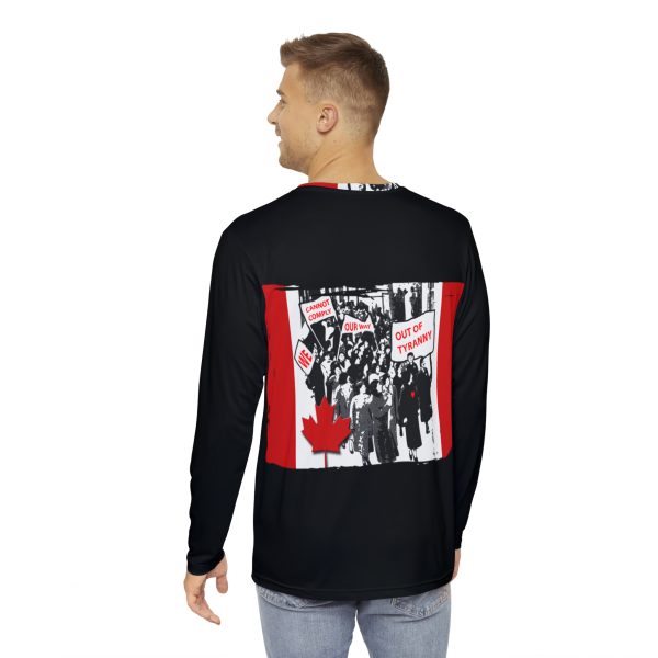 Men's Long Sleeve Shirt (AOP)  - We Cannot Comply Our Way Out Of Tyranny - Black BG - Image 4