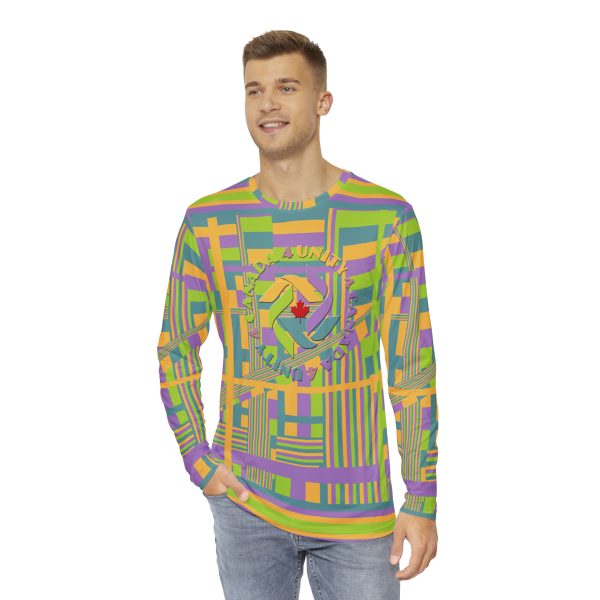 Men's Long Sleeve Shirt (AOP) - Unity4Canada - Pastels - Geometric BG