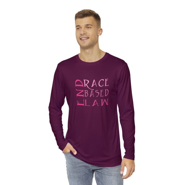 Men's Long Sleeve Shirt (AOP) - END RACE BASED LAW - Pinks Caldera - Purple BG