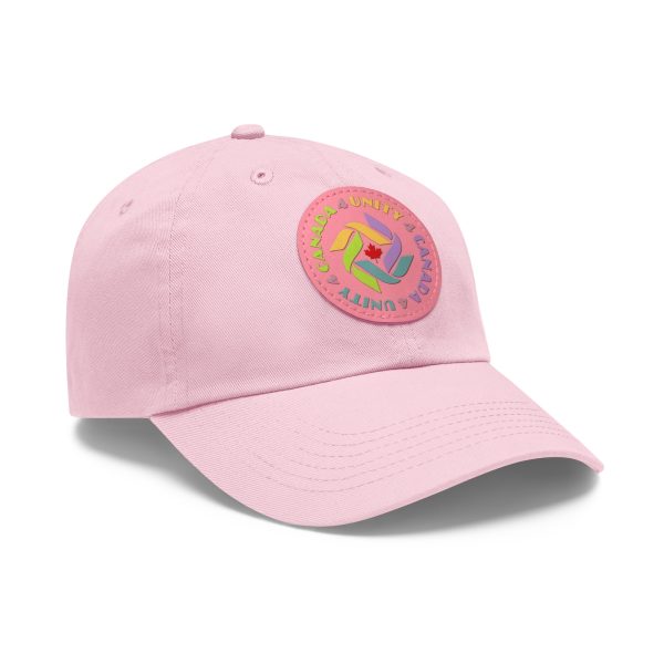 Dad Hat with Leather Patch (Round) - Unity4Canada - Pastels - Image 3