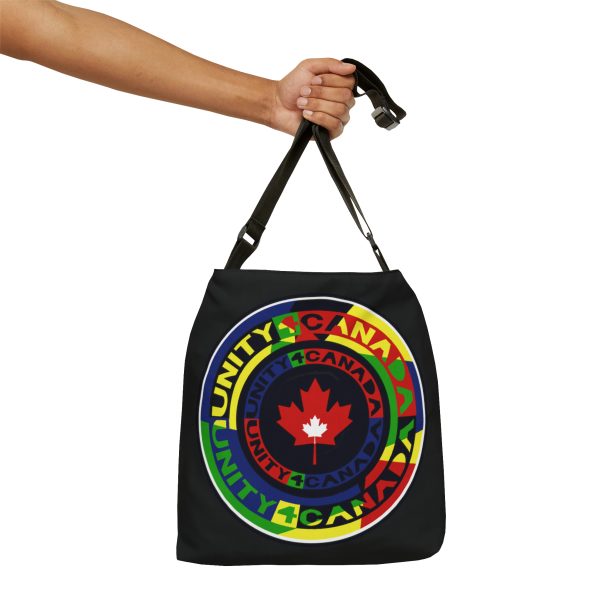 Adjustable Tote Bag (AOP) - Unity4Canada - Multi Coloured - Black BG - Image 10