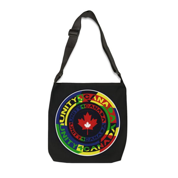 Adjustable Tote Bag (AOP) - Unity4Canada - Multi Coloured - Black BG - Image 7