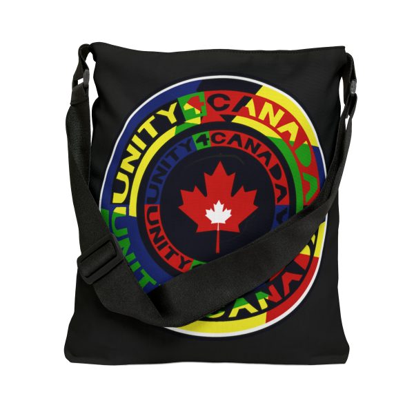 Adjustable Tote Bag (AOP) - Unity4Canada - Multi Coloured - Black BG - Image 9