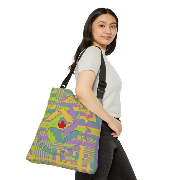 Adjustable Tote Bag (AOP) - Unity4Canada - Pastels - Geometric BG