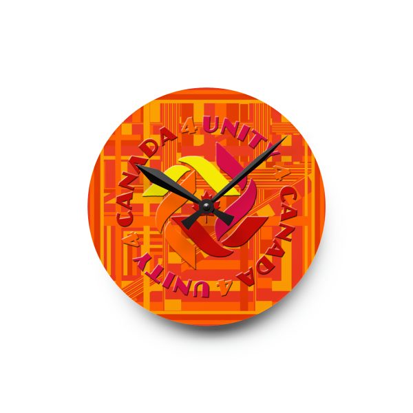 Acrylic Wall Clock - Unity4Canada - Sunset Colours -  Geometric BG - Image 7