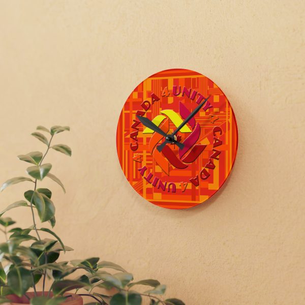 Acrylic Wall Clock - Unity4Canada - Sunset Colours -  Geometric BG - Image 9