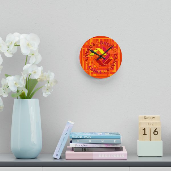 Acrylic Wall Clock - Unity4Canada - Sunset Colours -  Geometric BG - Image 12