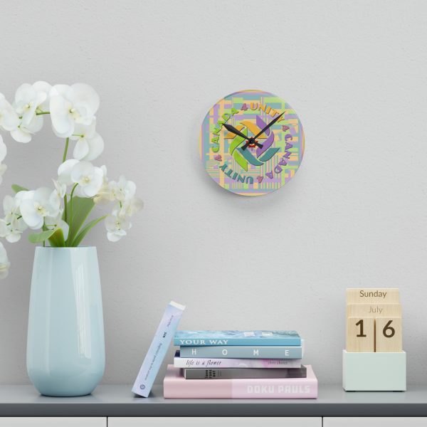 Acrylic Wall Clock- Unity4Canada - Pastels - Geometric BG - Image 12