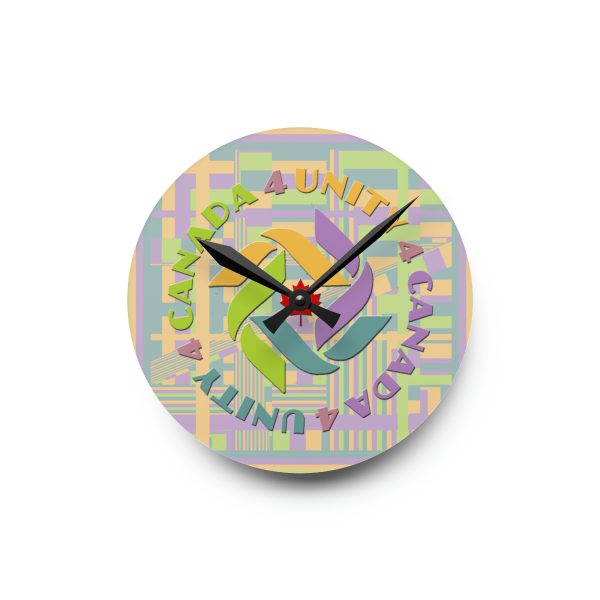 Acrylic Wall Clock- Unity4Canada - Pastels - Geometric BG - Image 7