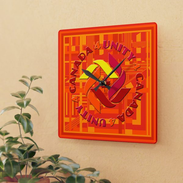 Acrylic Wall Clock - Unity4Canada - Sunset Colours -  Geometric BG - Image 3