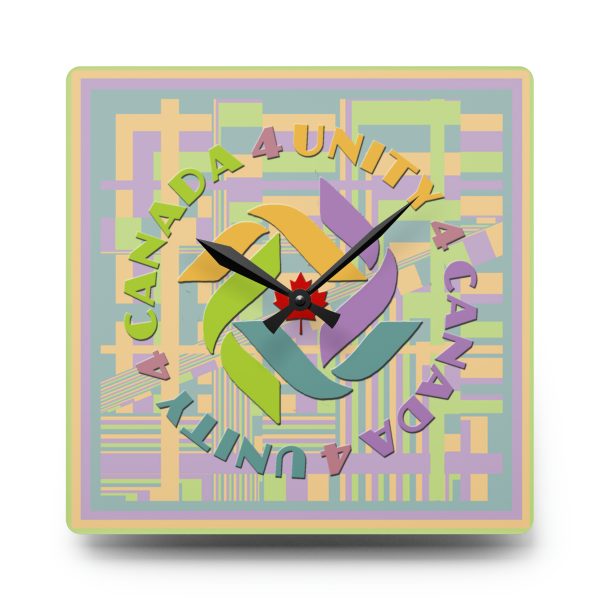 Acrylic Wall Clock- Unity4Canada - Pastels - Geometric BG - Image 13