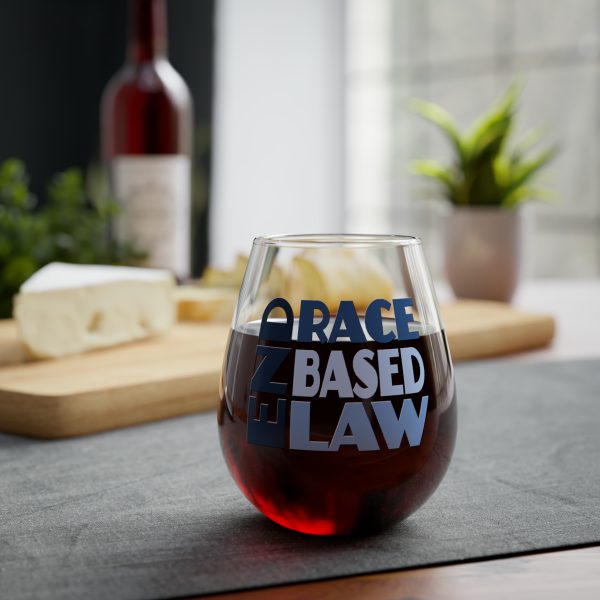 Stemless Wine Glass, 11.75oz  - END RACE BASED LAW - Blues - Image 6