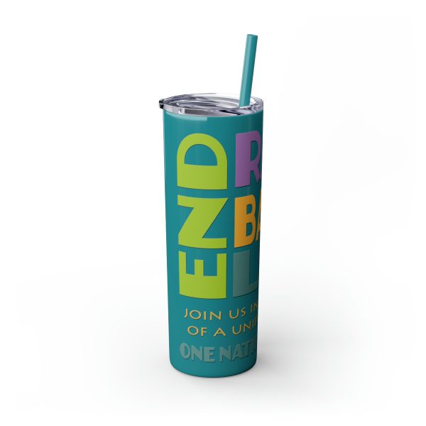 Skinny Tumbler with Straw, 20oz - END RACE BASED LAW Canada - Pastels - Image 2