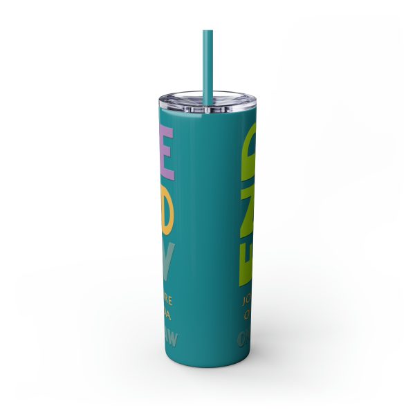 Skinny Tumbler with Straw, 20oz - END RACE BASED LAW Canada - Pastels - Image 3