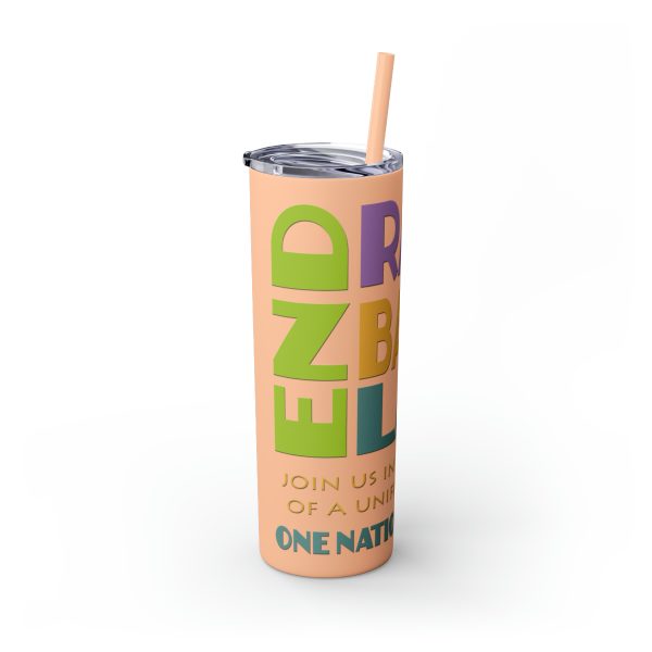 Skinny Tumbler with Straw, 20oz - END RACE BASED LAW Canada - Pastels - Image 6