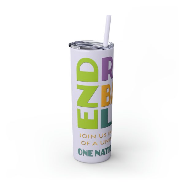 Skinny Tumbler with Straw, 20oz - END RACE BASED LAW Canada - Pastels - Image 70