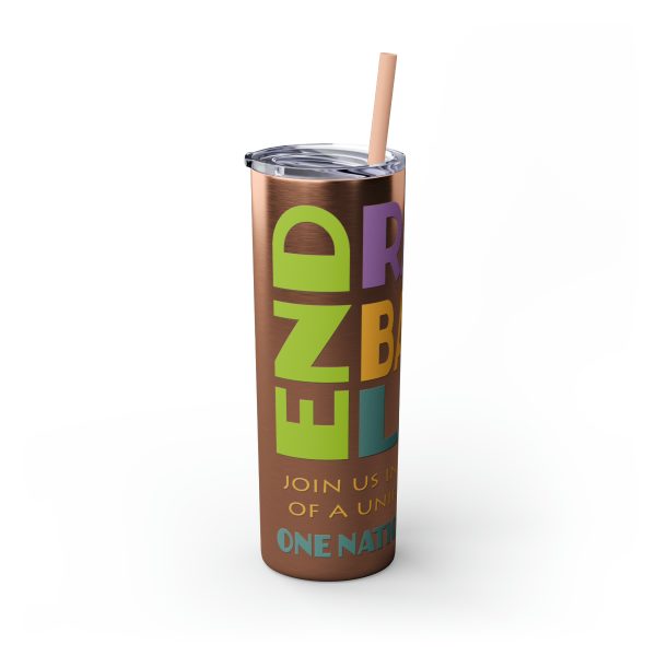 Skinny Tumbler with Straw, 20oz - END RACE BASED LAW Canada - Pastels - Image 78