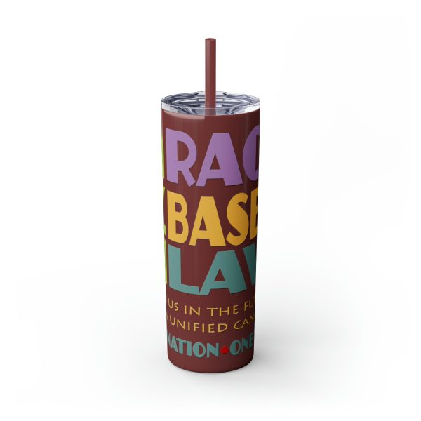 Skinny Tumbler with Straw, 20oz - END RACE BASED LAW Canada - Pastels - Image 81