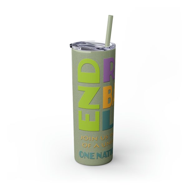 Skinny Tumbler with Straw, 20oz - END RACE BASED LAW Canada - Pastels - Image 14