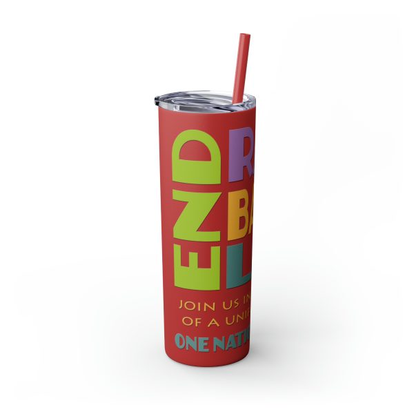 Skinny Tumbler with Straw, 20oz - END RACE BASED LAW Canada - Pastels - Image 38
