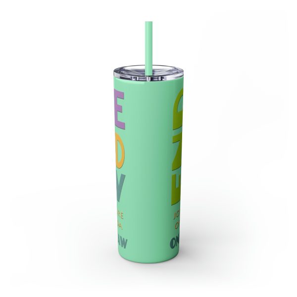 Skinny Tumbler with Straw, 20oz - END RACE BASED LAW Canada - Pastels - Image 27