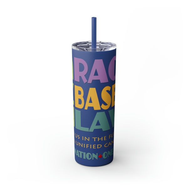 Skinny Tumbler with Straw, 20oz - END RACE BASED LAW Canada - Pastels - Image 45