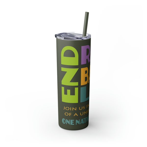 Skinny Tumbler with Straw, 20oz - END RACE BASED LAW Canada - Pastels - Image 50