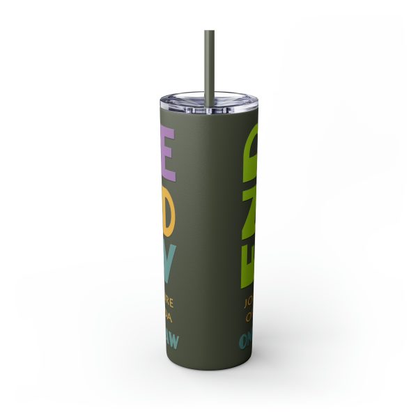 Skinny Tumbler with Straw, 20oz - END RACE BASED LAW Canada - Pastels - Image 51