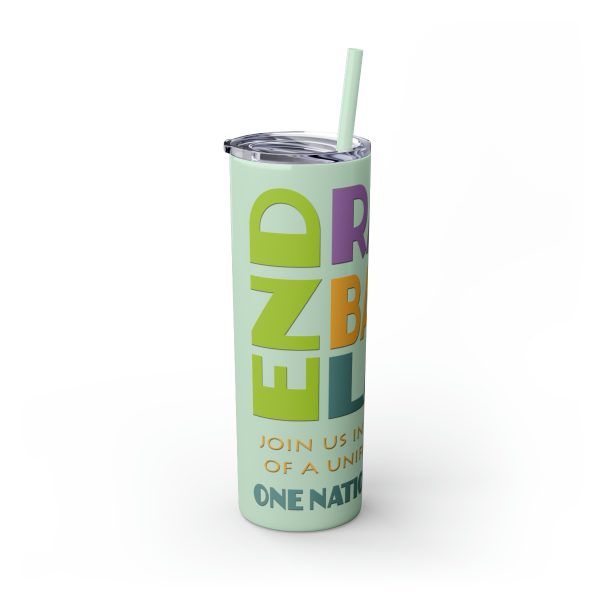 Skinny Tumbler with Straw, 20oz - END RACE BASED LAW Canada - Pastels - Image 30