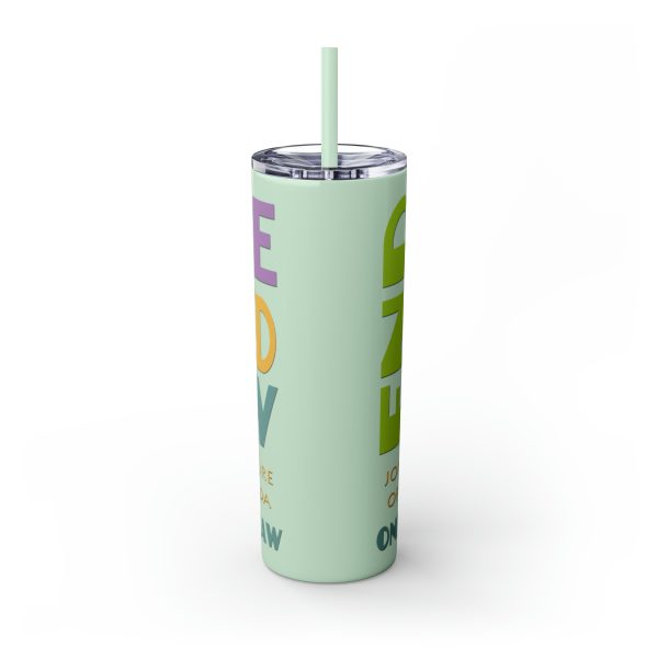 Skinny Tumbler with Straw, 20oz - END RACE BASED LAW Canada - Pastels - Image 31