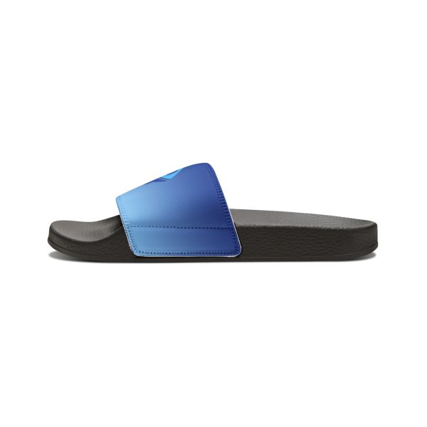 Men's PU Slide Sandals - They're Here - Gradient Blue BG - Image 3