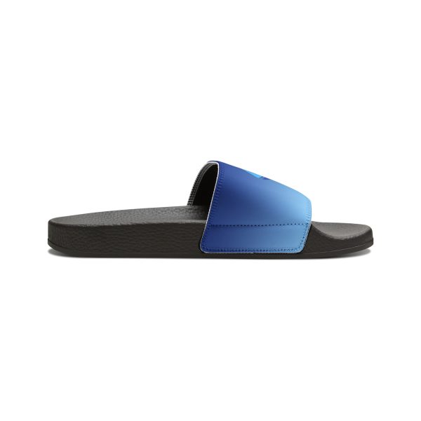 Men's PU Slide Sandals - They're Here - Gradient Blue BG - Image 4