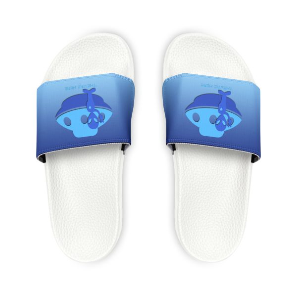 Men's PU Slide Sandals - They're Here - Gradient Blue BG - Image 5