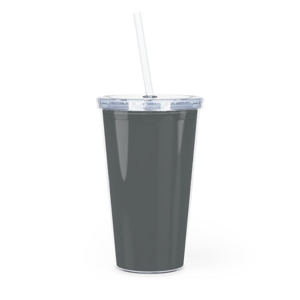 Plastic Tumbler with Straw - END RACE BASED LAW  Canada- Greys - Image 4