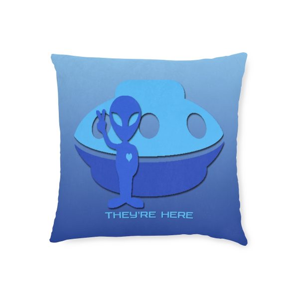 Square Pillow - They're Here - Gradient Blue BG - Image 5