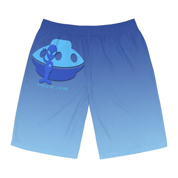 Men's Board Shorts (AOP) - They're Here - Gradient Blue BG - Image 2