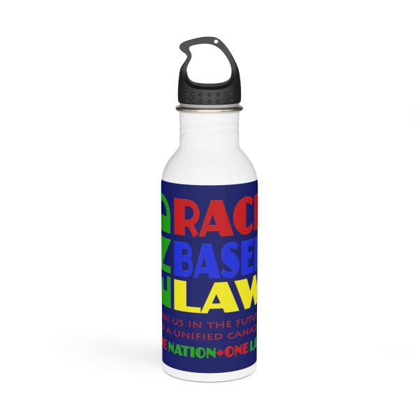 Stainless Steel Water Bottle - END RACE BASED LAW Canada - Crayon Colours - Dark Blue BG