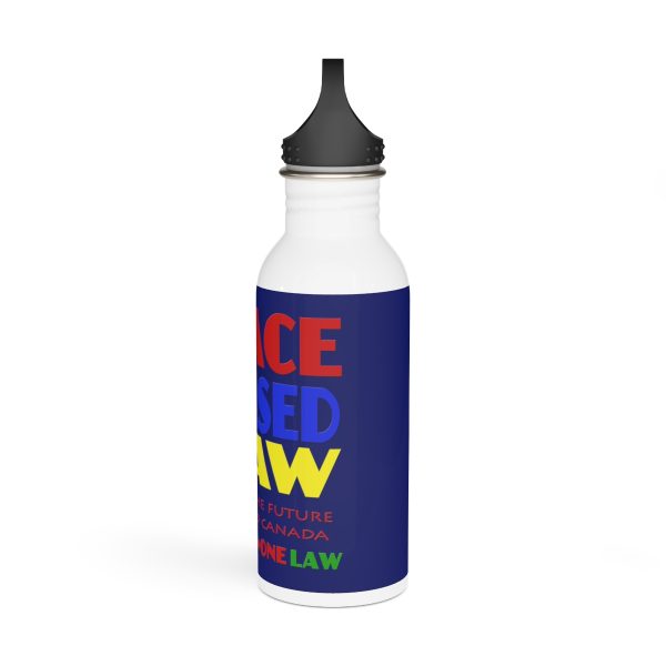 Stainless Steel Water Bottle - END RACE BASED LAW Canada - Crayon Colours - Dark Blue BG - Image 4