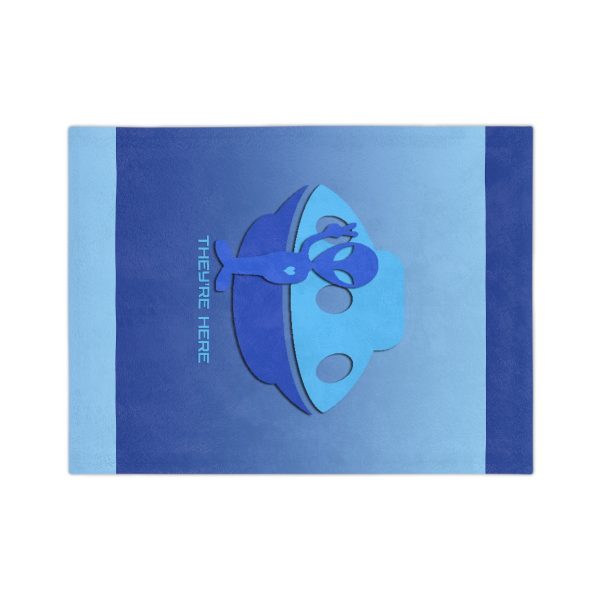 Velveteen Minky Blanket - They're Here - Gradient Blue BG - Image 7