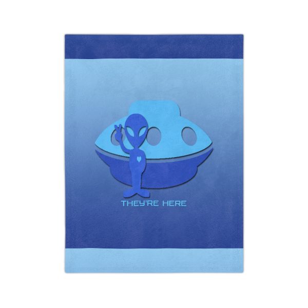 Velveteen Minky Blanket - They're Here - Gradient Blue BG - Image 6