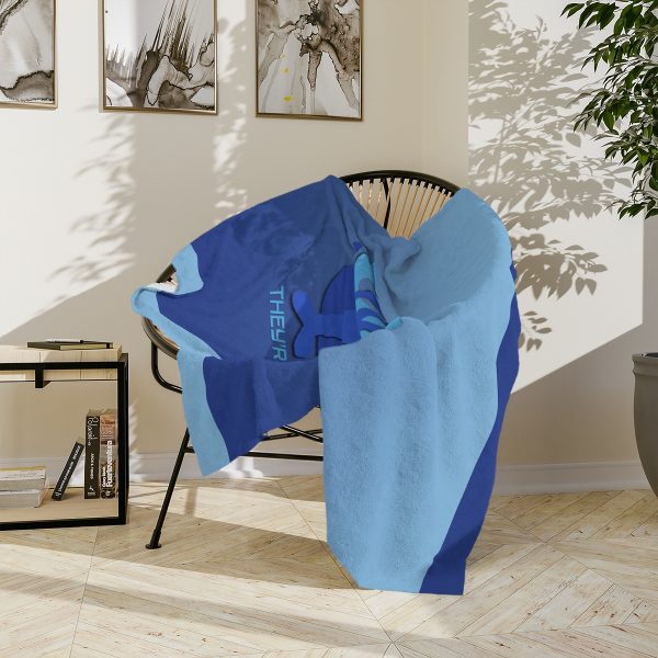 Velveteen Minky Blanket - They're Here - Gradient Blue BG - Image 14